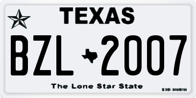 TX license plate BZL2007