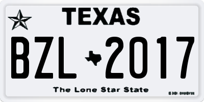 TX license plate BZL2017