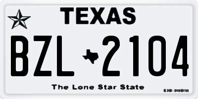 TX license plate BZL2104