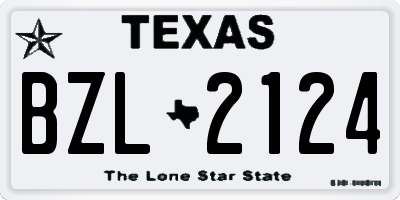 TX license plate BZL2124