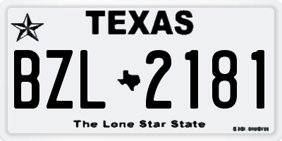 TX license plate BZL2181
