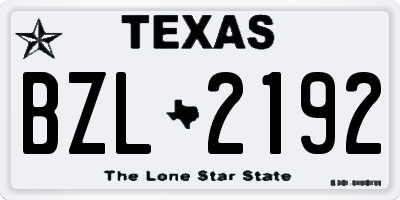 TX license plate BZL2192
