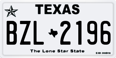 TX license plate BZL2196