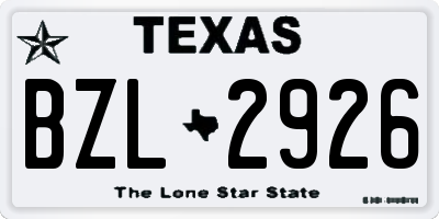 TX license plate BZL2926
