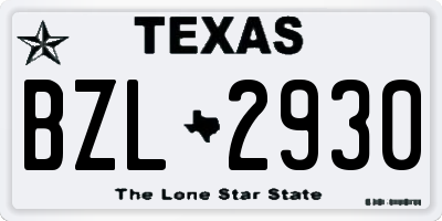 TX license plate BZL2930