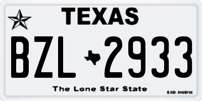 TX license plate BZL2933