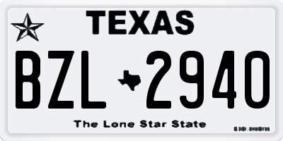 TX license plate BZL2940