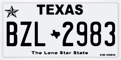 TX license plate BZL2983