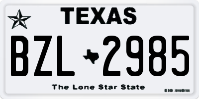TX license plate BZL2985