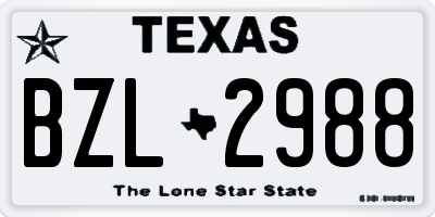 TX license plate BZL2988