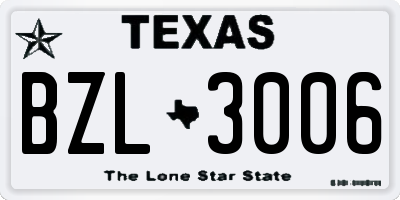 TX license plate BZL3006