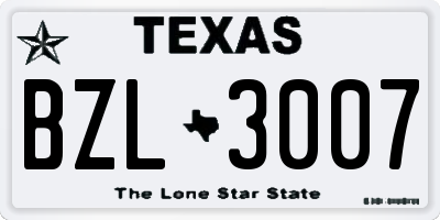 TX license plate BZL3007