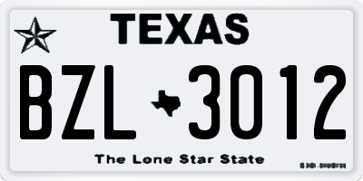 TX license plate BZL3012