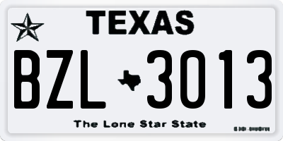 TX license plate BZL3013