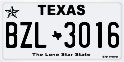 TX license plate BZL3016