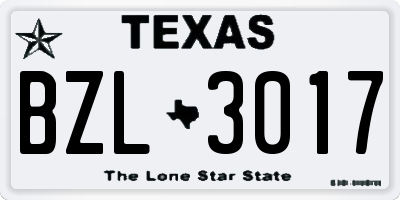 TX license plate BZL3017