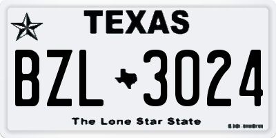TX license plate BZL3024