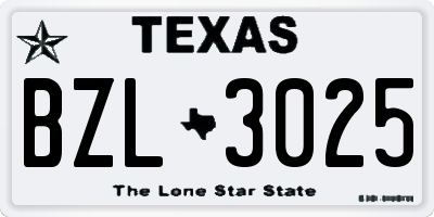 TX license plate BZL3025