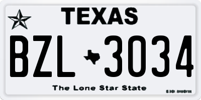 TX license plate BZL3034