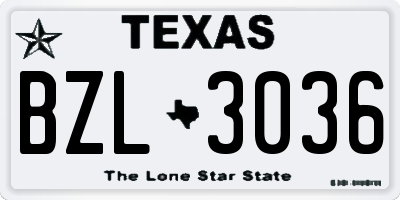 TX license plate BZL3036