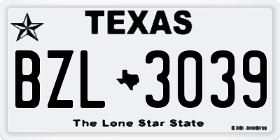 TX license plate BZL3039