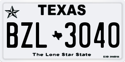TX license plate BZL3040
