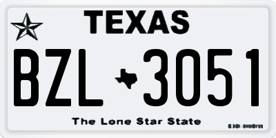 TX license plate BZL3051