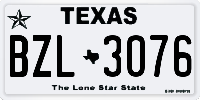 TX license plate BZL3076