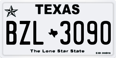 TX license plate BZL3090