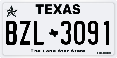 TX license plate BZL3091