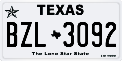 TX license plate BZL3092