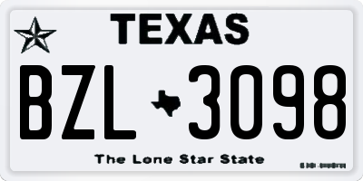 TX license plate BZL3098