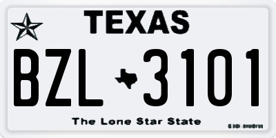 TX license plate BZL3101