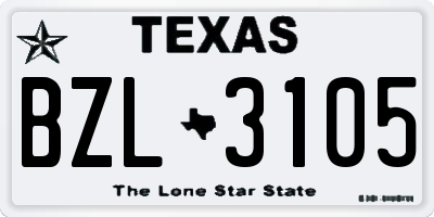 TX license plate BZL3105
