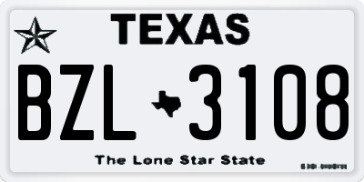 TX license plate BZL3108