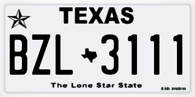 TX license plate BZL3111