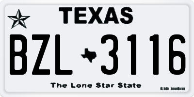 TX license plate BZL3116