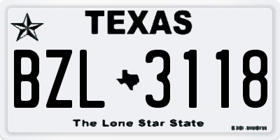 TX license plate BZL3118