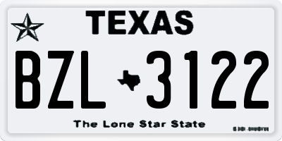 TX license plate BZL3122