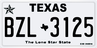 TX license plate BZL3125