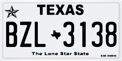 TX license plate BZL3138