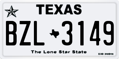 TX license plate BZL3149
