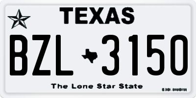 TX license plate BZL3150