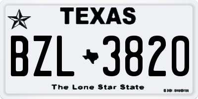 TX license plate BZL3820