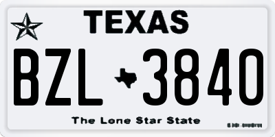 TX license plate BZL3840
