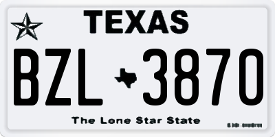 TX license plate BZL3870