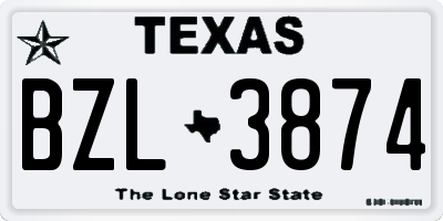 TX license plate BZL3874