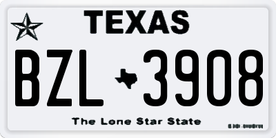 TX license plate BZL3908