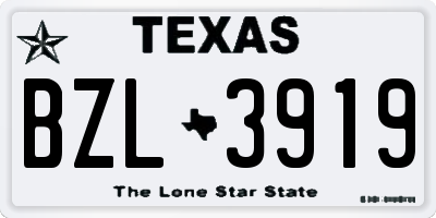 TX license plate BZL3919