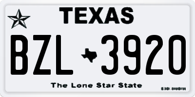 TX license plate BZL3920